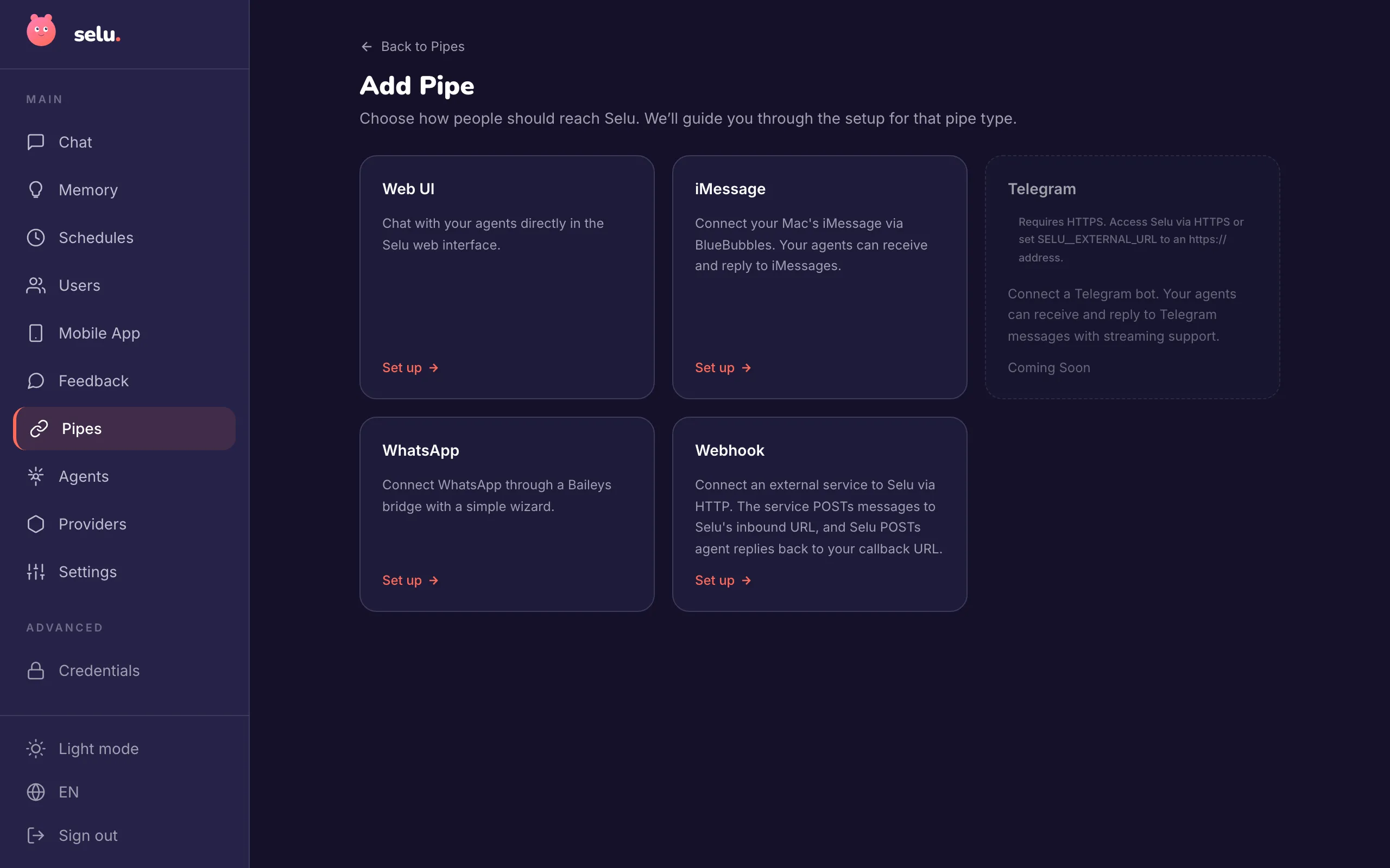 Add Pipe button