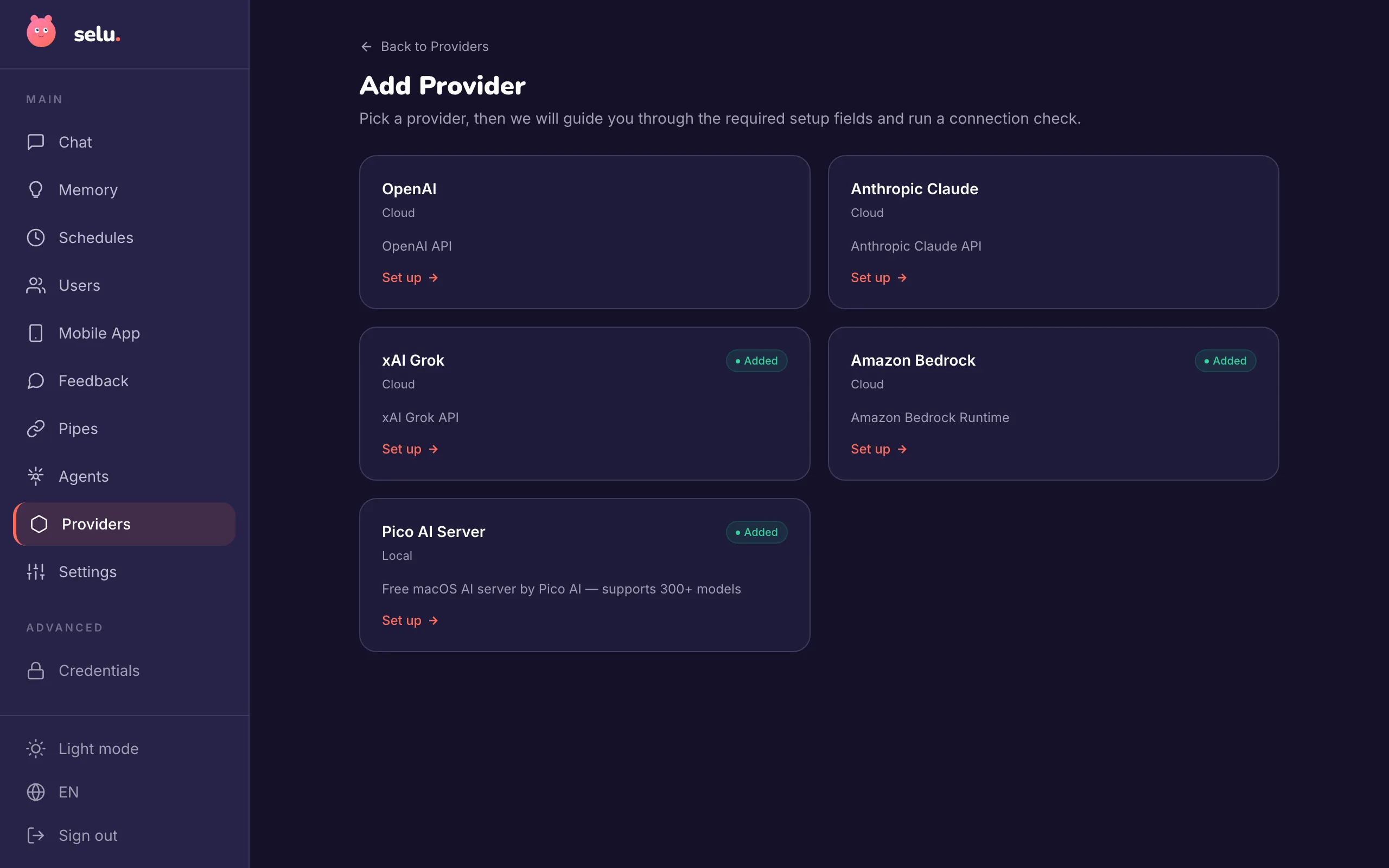 Add Provider button