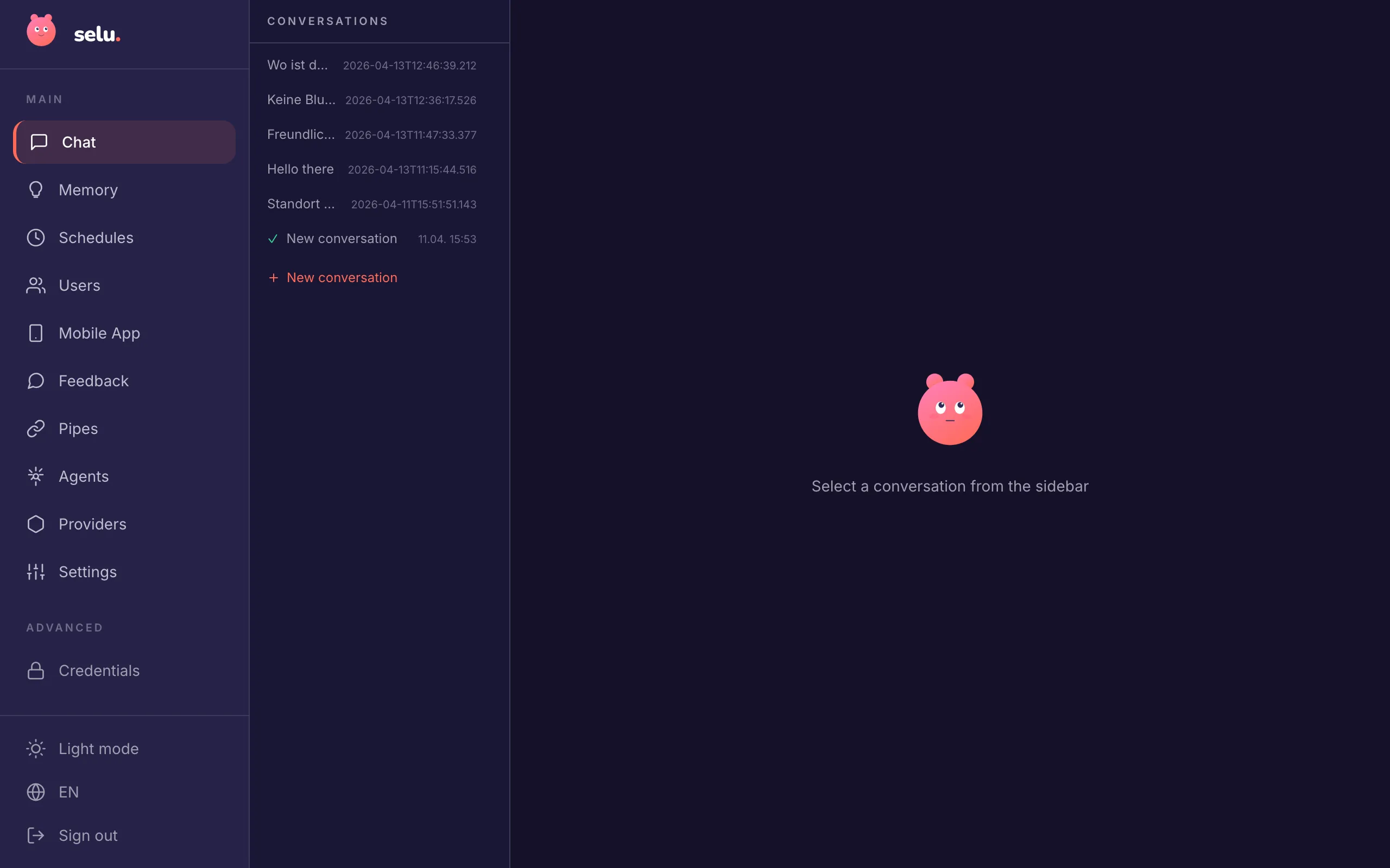 Chat with pipe listed