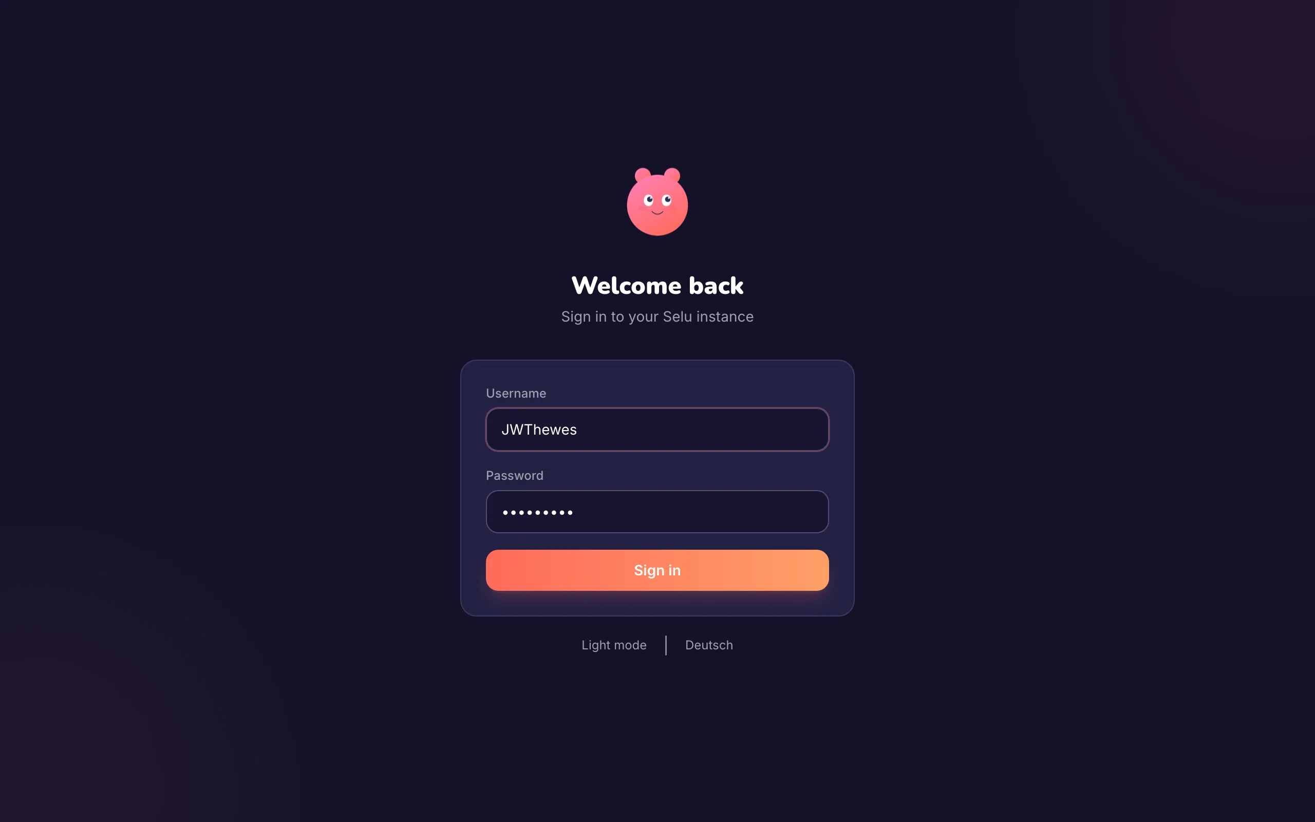 Create account form