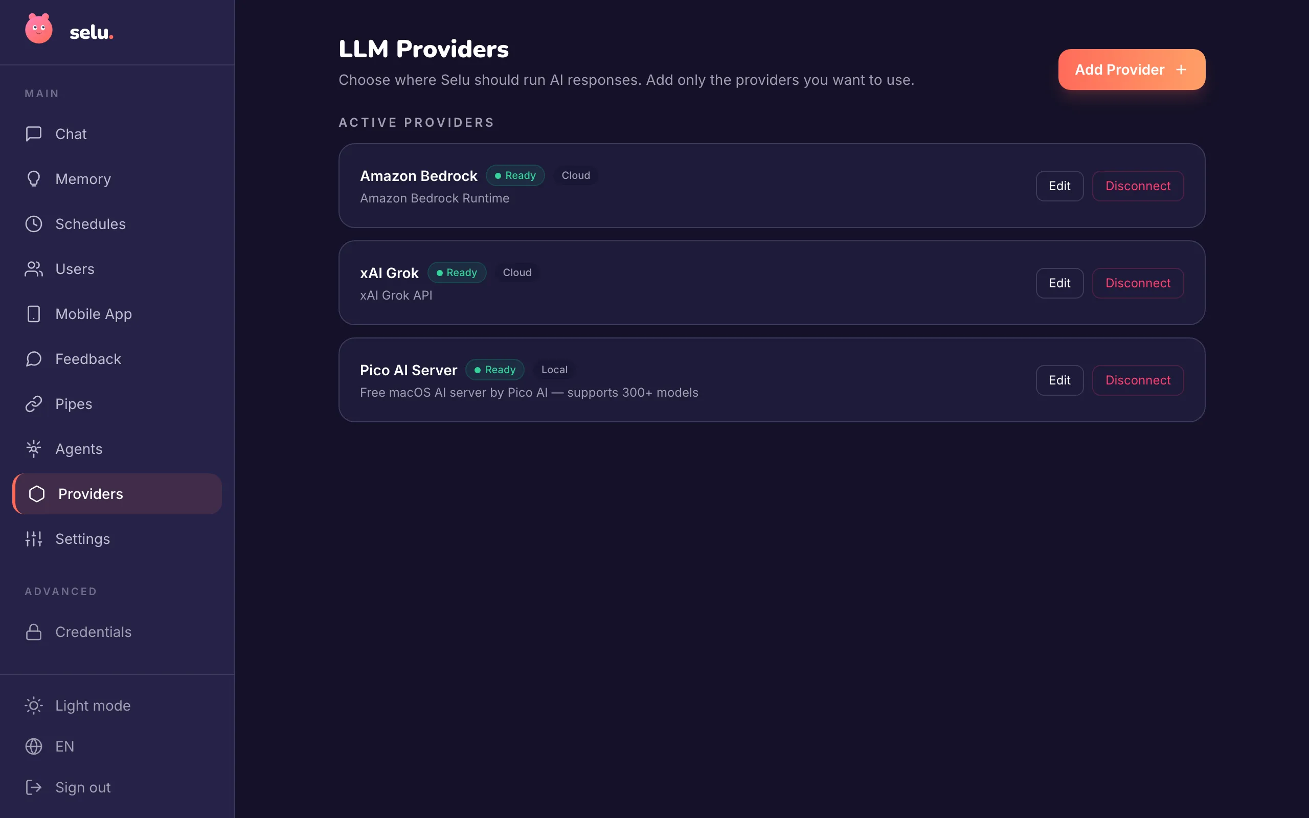 Sidebar — Providers